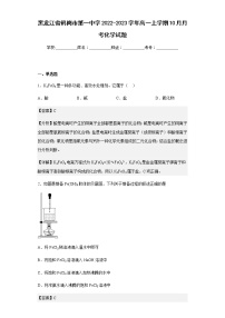 2022-2023学年黑龙江省鹤岗市第一中学高一上学期10月月考化学试题含解析