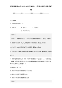 2022-2023学年四川省雅安中学高一上学期10月月考化学试题含解析