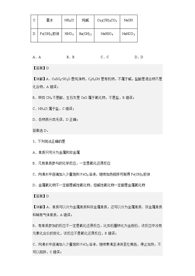2022-2023学年天津市宝坻区第一中学高一上学期阶段性练习（一）化学试题含解析第2页