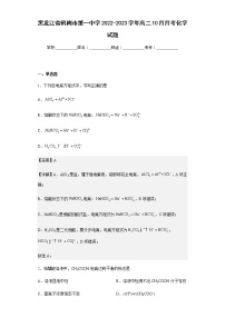 2022-2023学年黑龙江省鹤岗市第一中学高二10月月考化学试题含解析