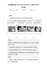 2022-2023学年山东省德州市第一中学高二上学期10月月考化学试题含解析