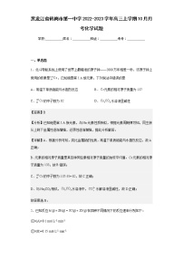 2022-2023学年黑龙江省鹤岗市第一中学高三上学期10月月考化学试题含解析