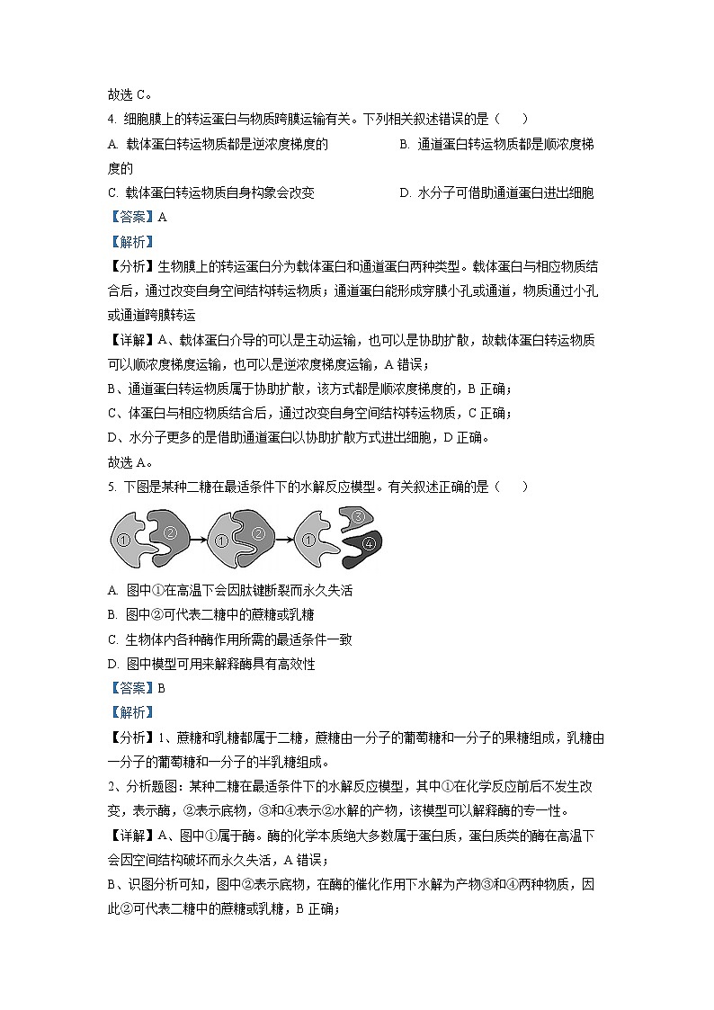山西省2022-2023学年高三上学期第一次摸底考试生物试题Word版含答案03