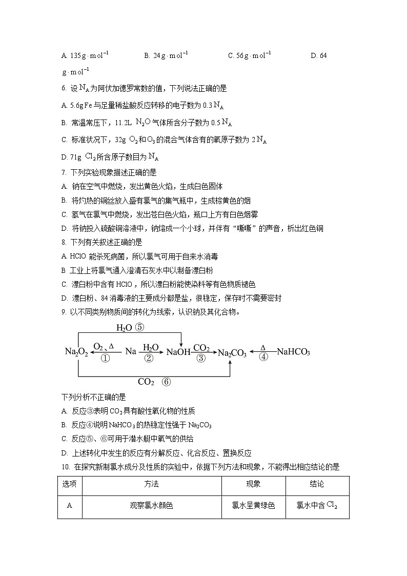 黑龙江省牡丹江市阳明区重点学校2022-2023学年高一上学期期中考试 化学 Word版试题第2页