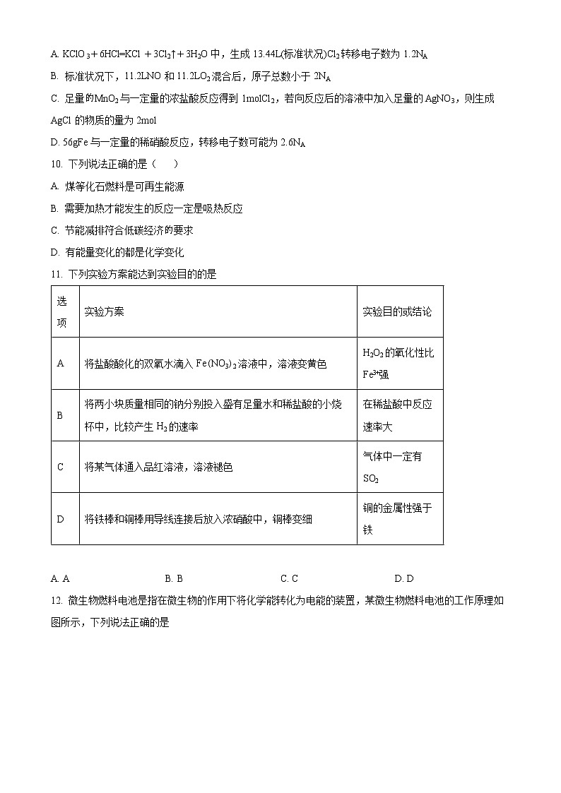 2023维吾尔自治区喀什六中高三上学期9月实用性月考（一）化学试题含解析03