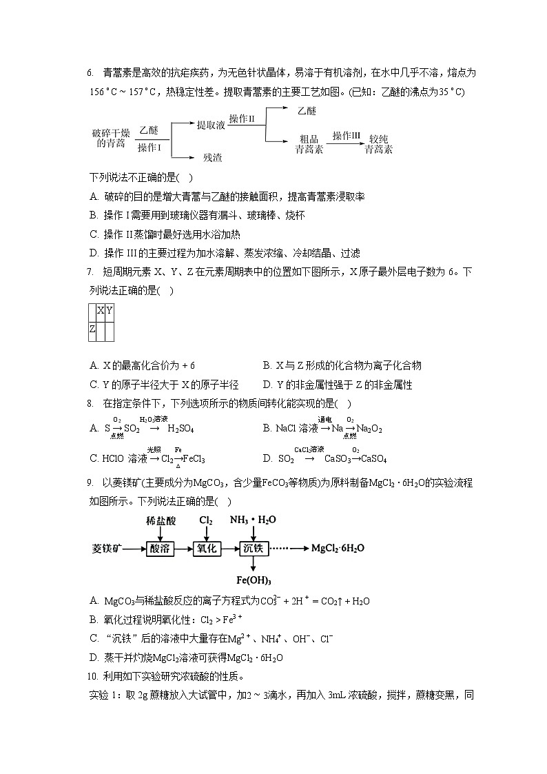 2021-2022学年江苏省苏州市高一（上）期末化学试卷（含答案解析）02