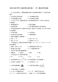 2021-2022学年上海市晋元高中高一（下）期末化学试卷（含答案解析）