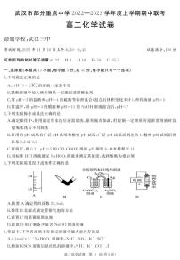 2023武汉部分重点中学高二上学期期中联考试题化学PDF版含答案