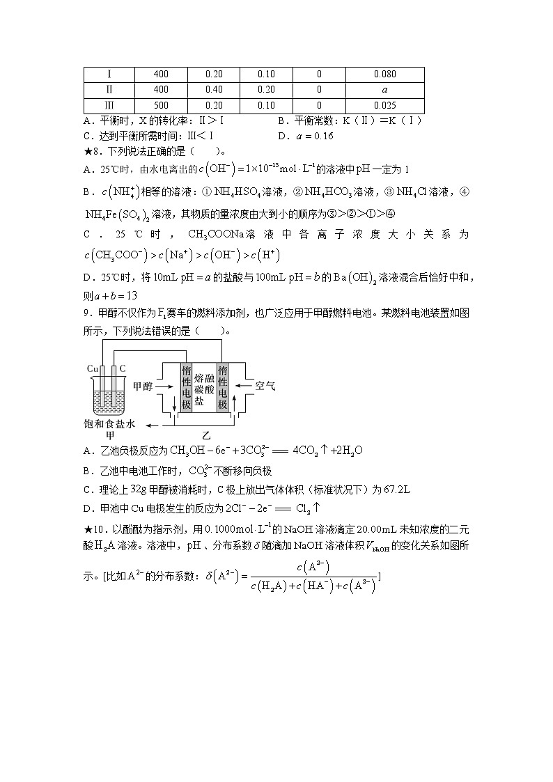 湖南省长沙市长郡中学2022-2023学年高二化学上学期第二次模块检测试卷（Word版附答案）03