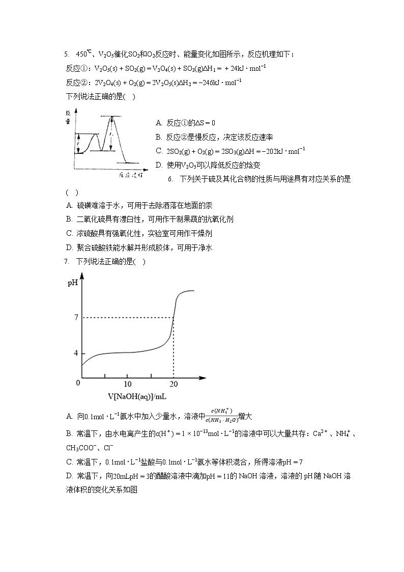 2021-2022学年江苏省连云港市高二（上）期末化学试卷（含答案解析）02