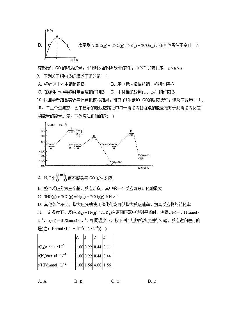 2021-2022学年山东省泰安市高二（上）期末化学试卷（含答案解析）03