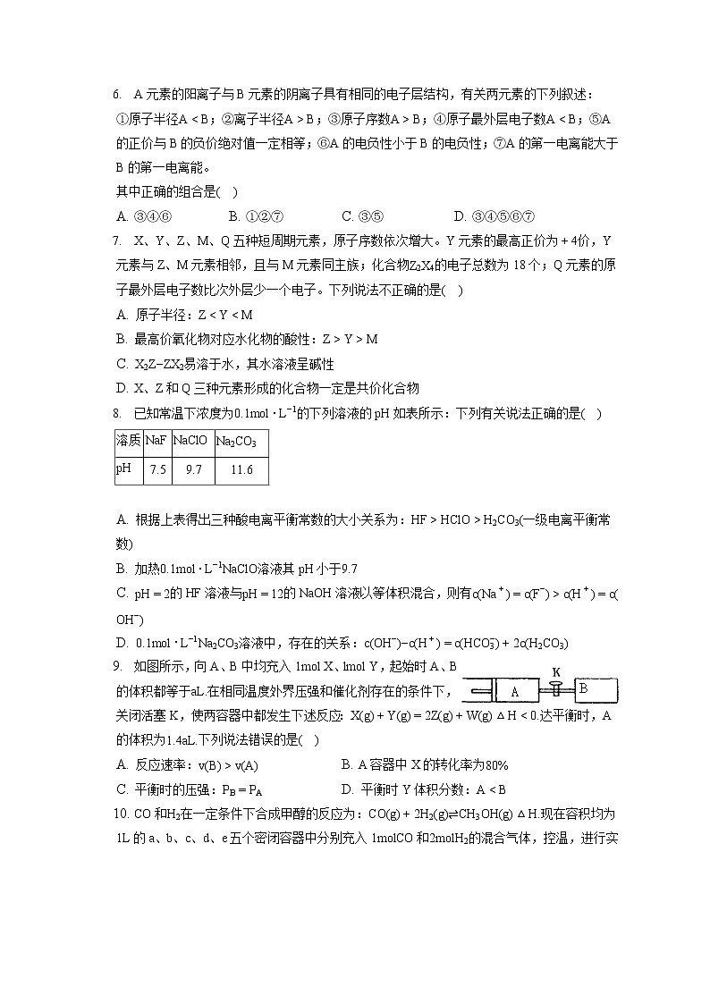 2021-2022学年山西省长治二中高二（上）期末化学试卷（含答案解析）02