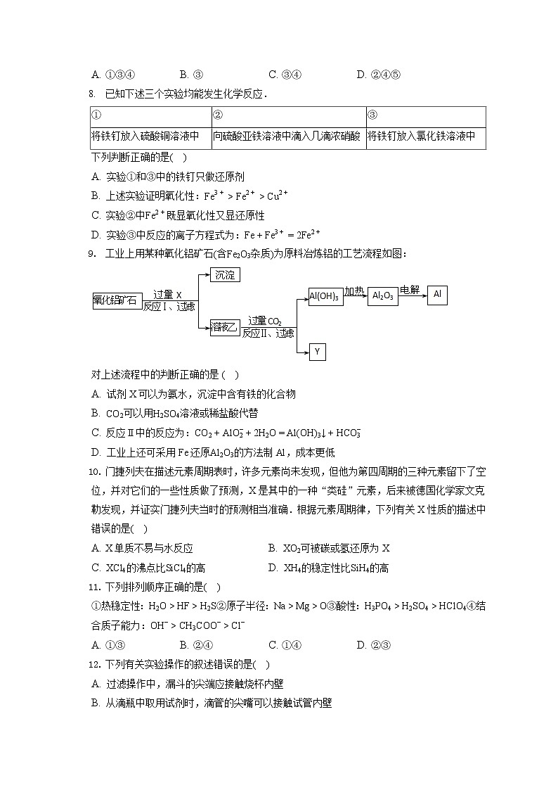 2021-2022学年上海市曹杨二中高二（上）期末化学试卷（含答案解析）02