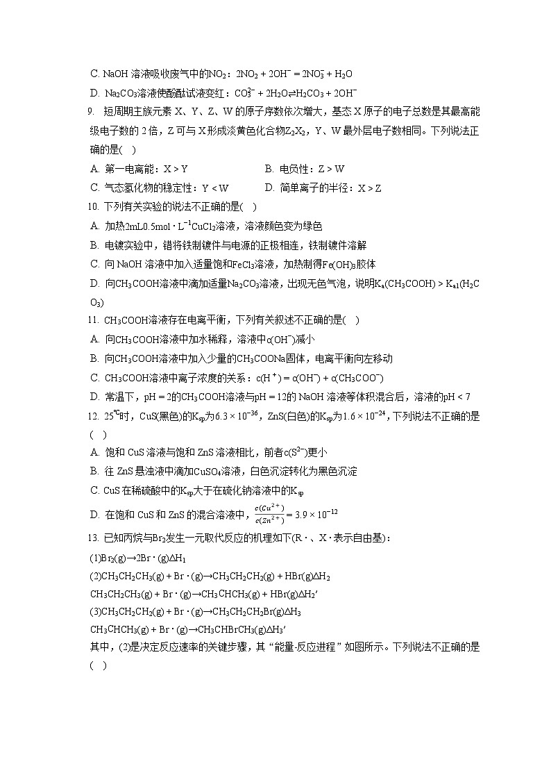 2021-2022学年浙江省丽水市高二（上）期末化学试卷（含答案解析）第2页