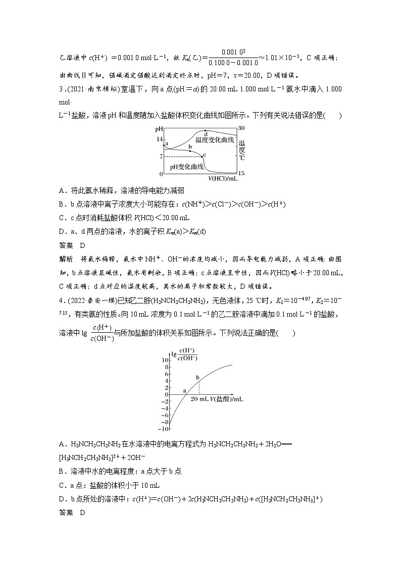 (新高考)高考化学一轮复习讲义第8章专项特训6滴定过程的曲线分析(含解析)02