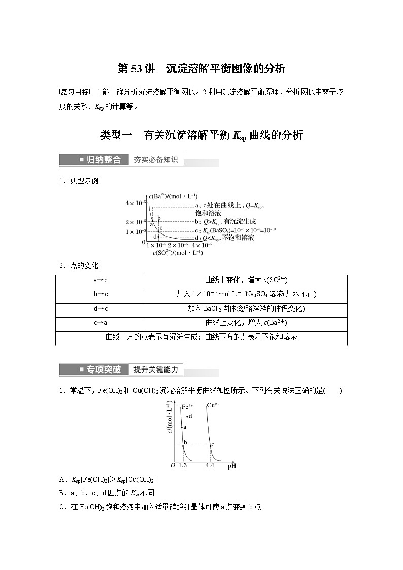 (新高考)高考化学一轮复习讲义第8章第53讲沉淀溶解平衡图像的分析(含解析)第1页