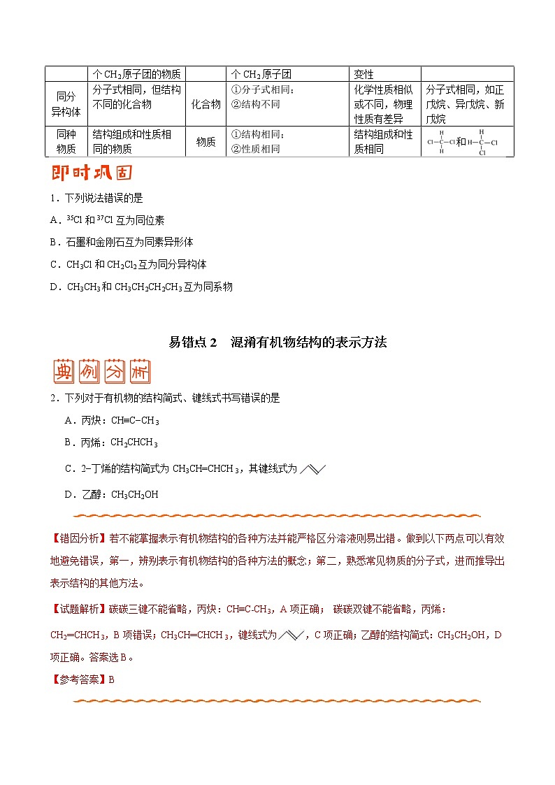 (新高考)高考化学二轮复习纠错笔记专题09 常见有机物及其应用（原卷版）第2页