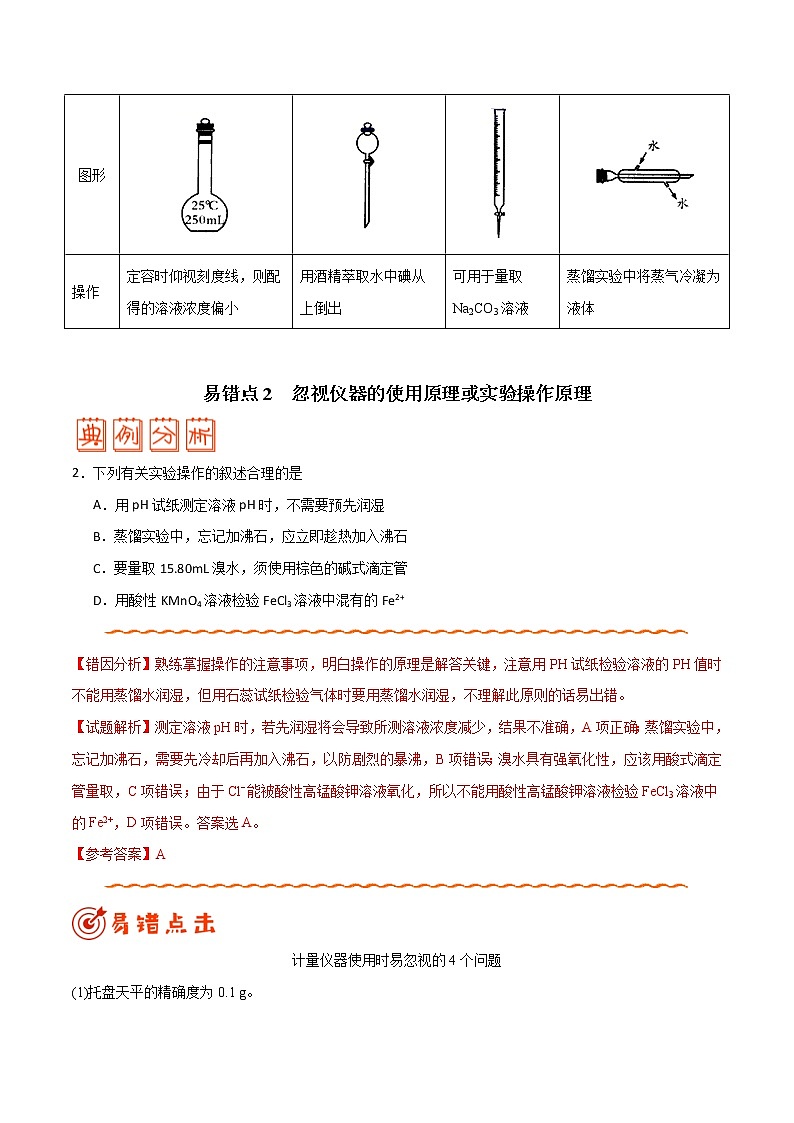 (新高考)高考化学二轮复习纠错笔记专题10 化学实验基础（原卷版）第3页