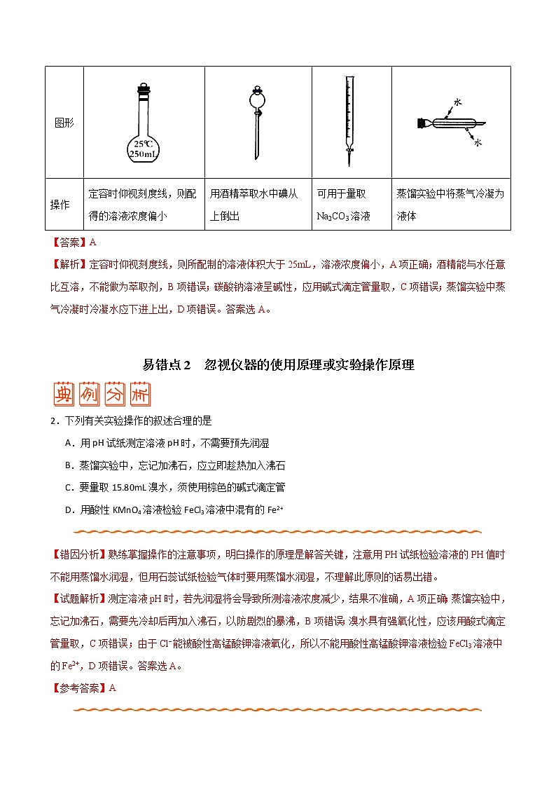 (新高考)高考化学二轮复习纠错笔记专题10 化学实验基础（含解析）第3页
