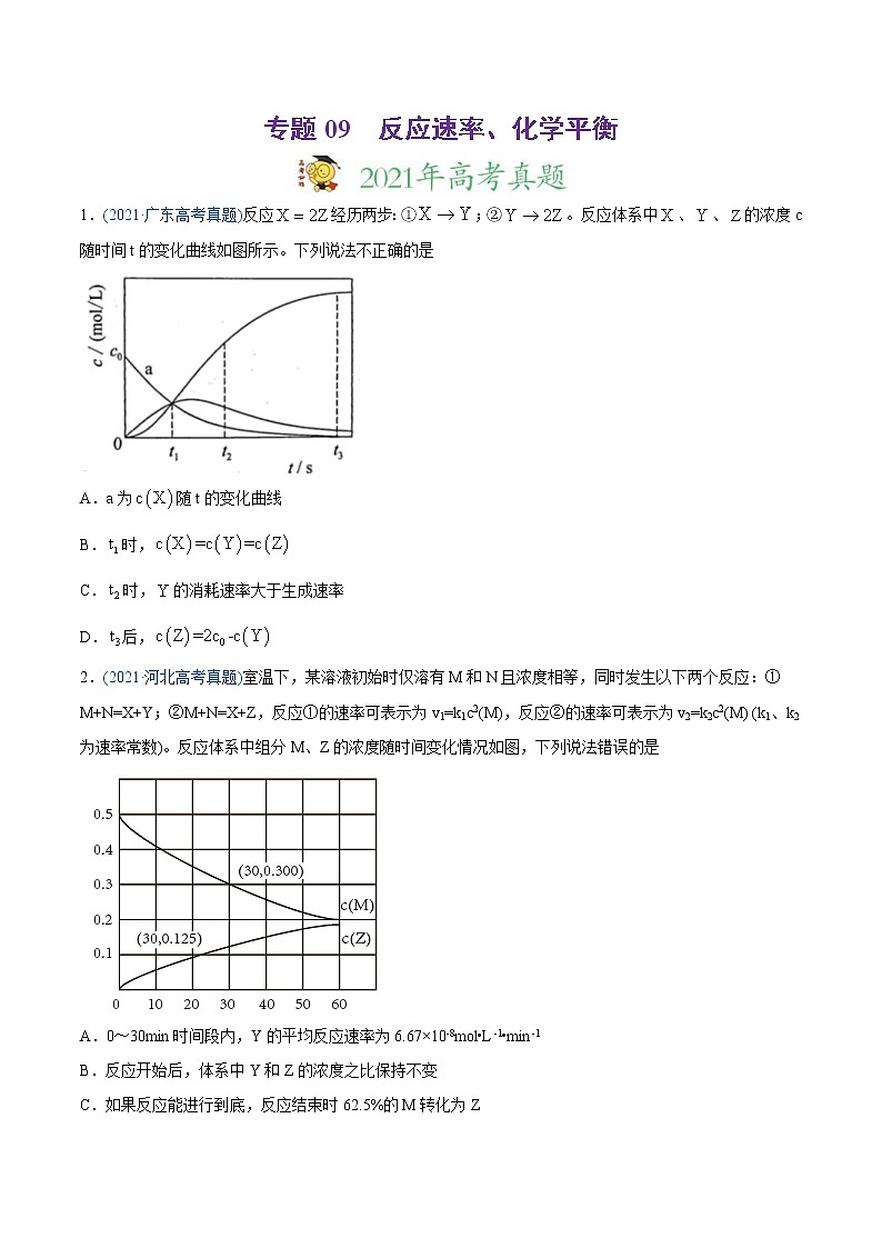 高考化学真题与模拟题分类训练专题09 反应速率、化学平衡（原卷版）第1页