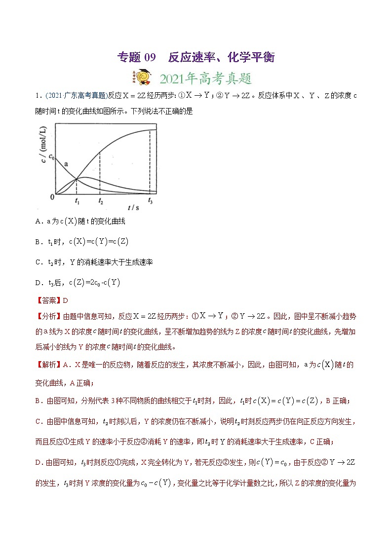 高考化学真题与模拟题分类训练专题09 反应速率、化学平衡（含解析）第1页