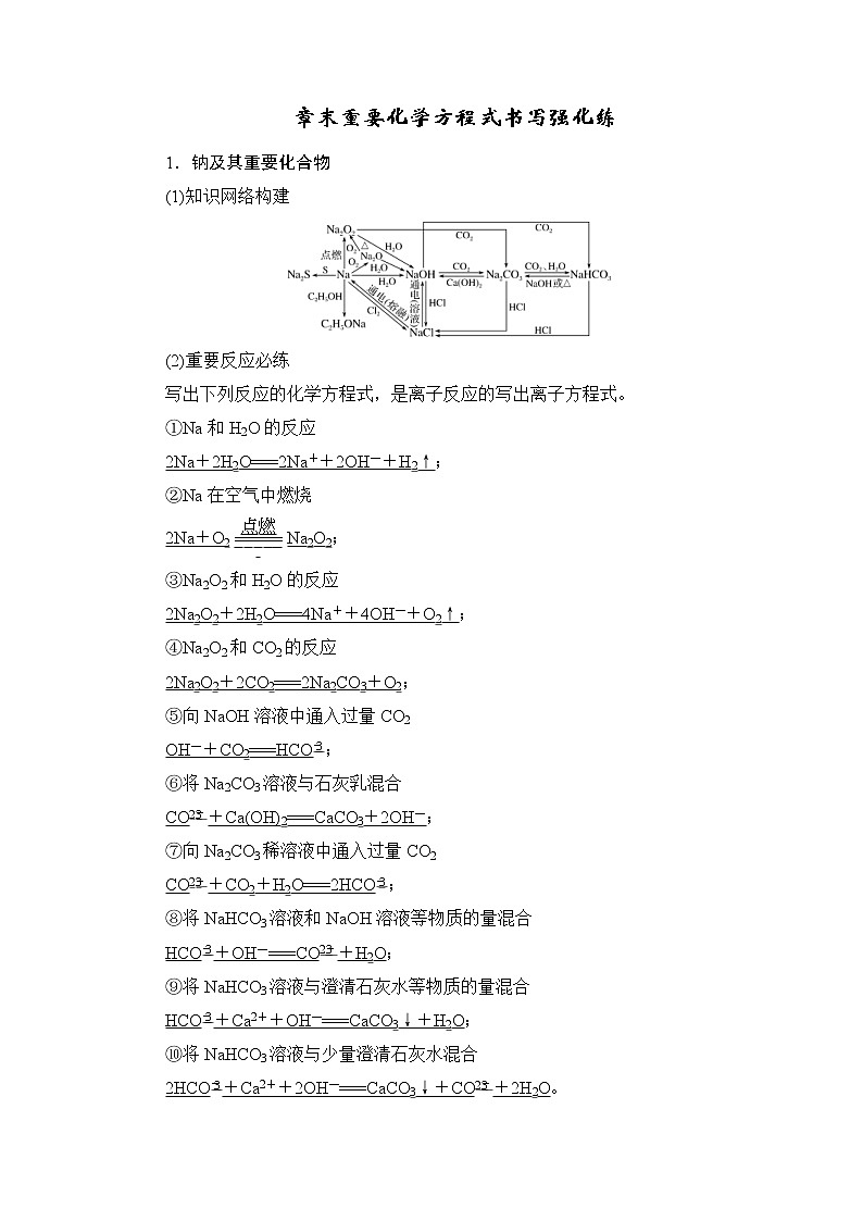 (新高考)高考化学一轮复习课时练习第3章章末重要化学方程式书写强化练(含解析)第1页