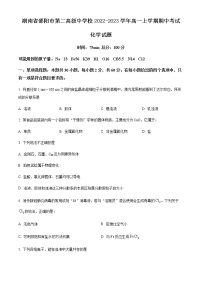 湖南省邵阳市第二高级中学校2022-2023学年高一上学期期中考试化学试题（含答案）