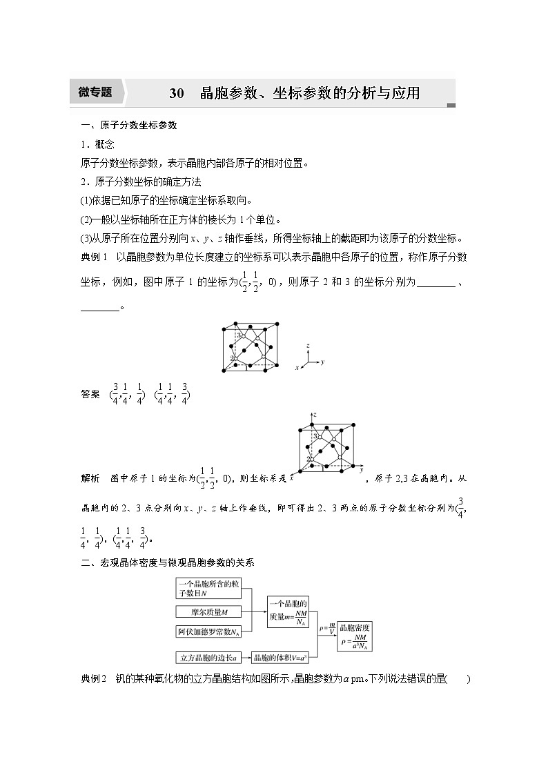 2022年高考化学一轮复习讲义第12章第55讲　微专题30　晶胞参数、坐标参数的分析与应用 (含解析)第1页