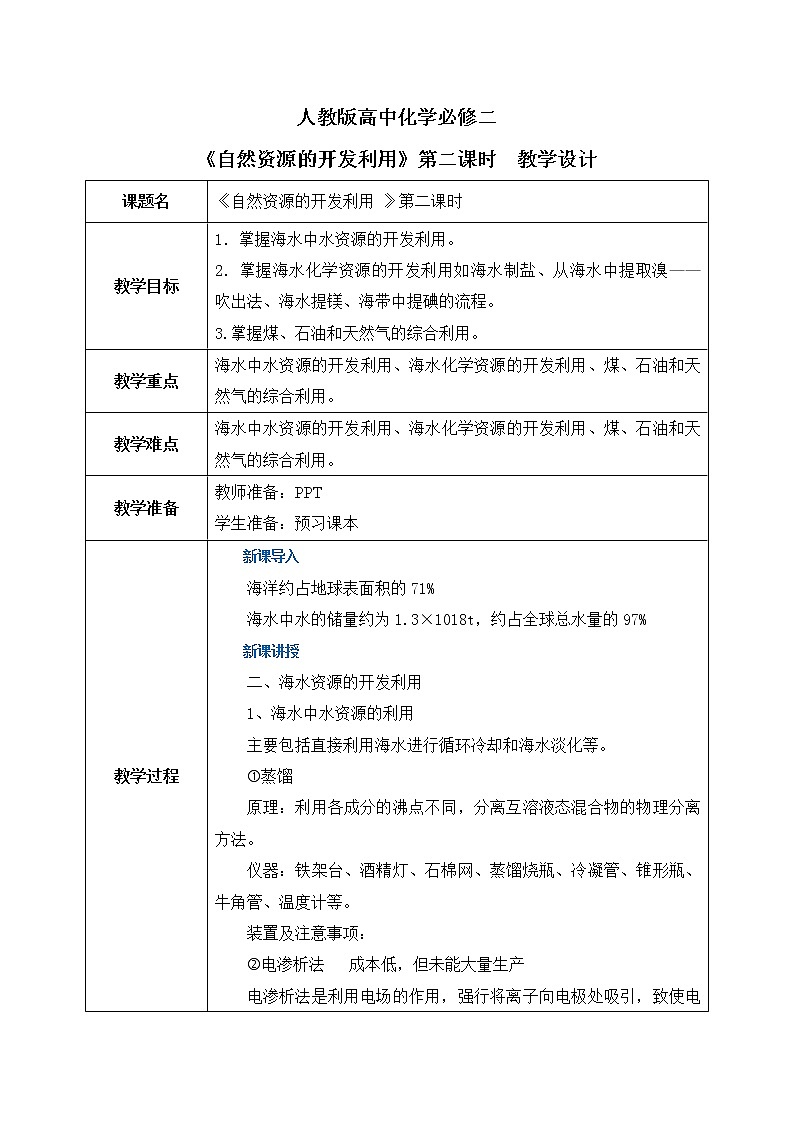 《自然资源的开发利用》第二课时课件PPT+教学设计01
