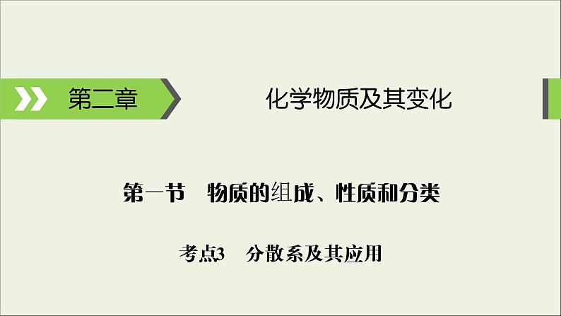 (通用版)高考化学一轮复习课件第二章化学物质及其变化第1节考点3分散系及其应用 (含解析)第1页