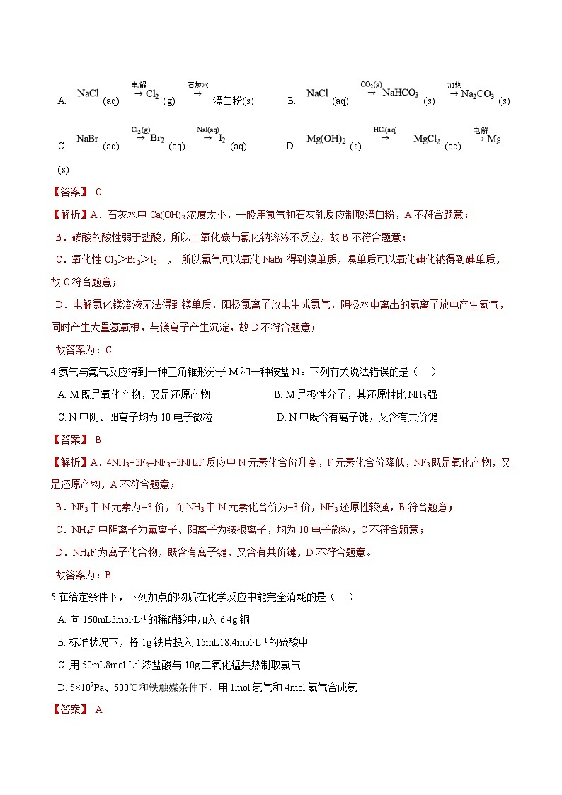 2022年高考化学一轮复习高频考点集训专题03 金属及其化合物（解析版）第2页