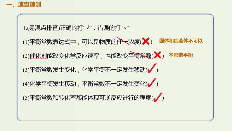 2020版高考化学一轮复习考点备考课件7.3.1化学平衡常数转化率 (含解析)第2页