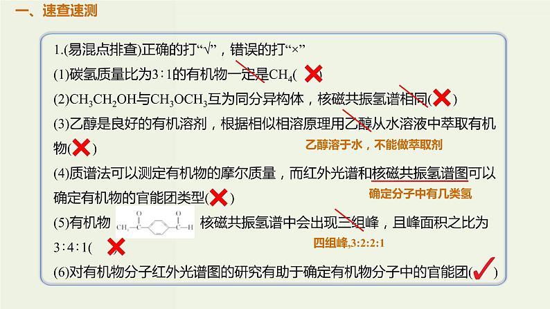 2020版高考化学一轮复习考点备考课件12.1.4研究有机化合物的一般步骤和方法 (含解析)第2页