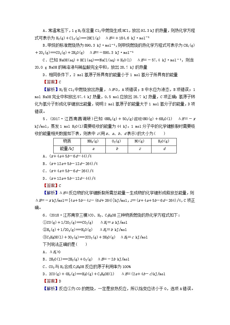 2020高考化学一轮复习第六章化学反应与能量第1节检测(含解析)第2页