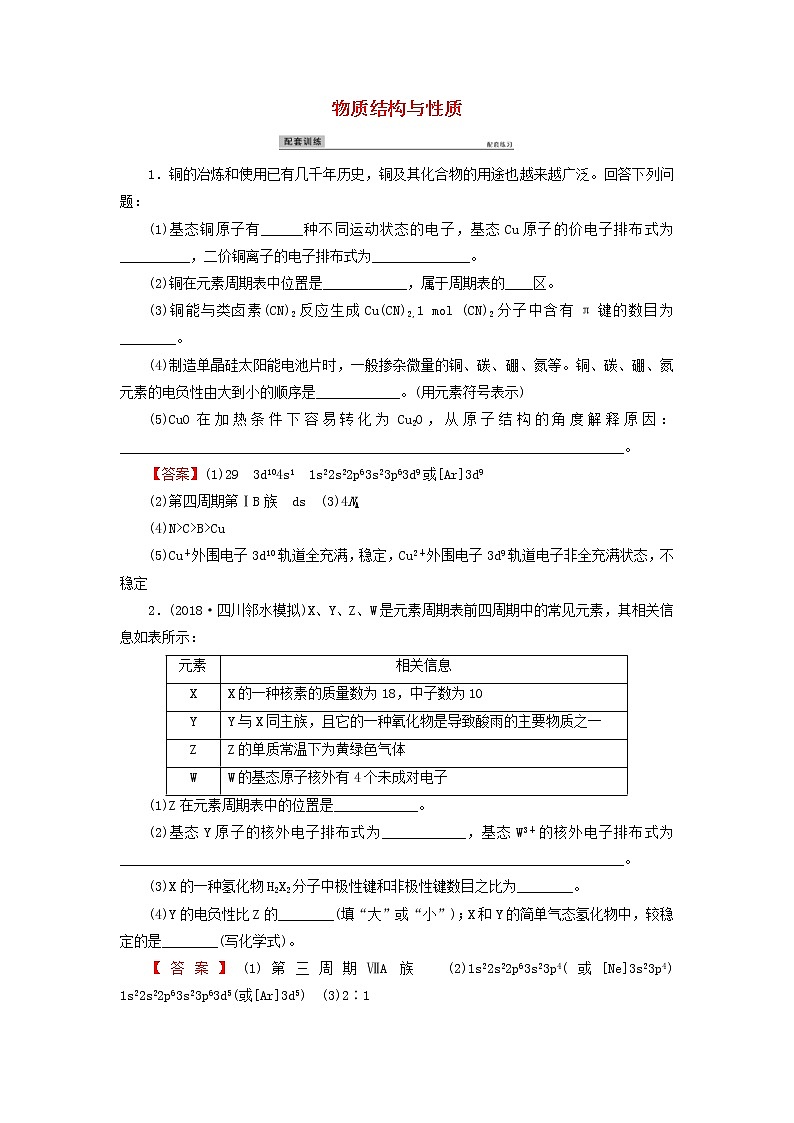 2020高考化学一轮复习第十一章物质结构与性质第1节检测(含解析)第1页