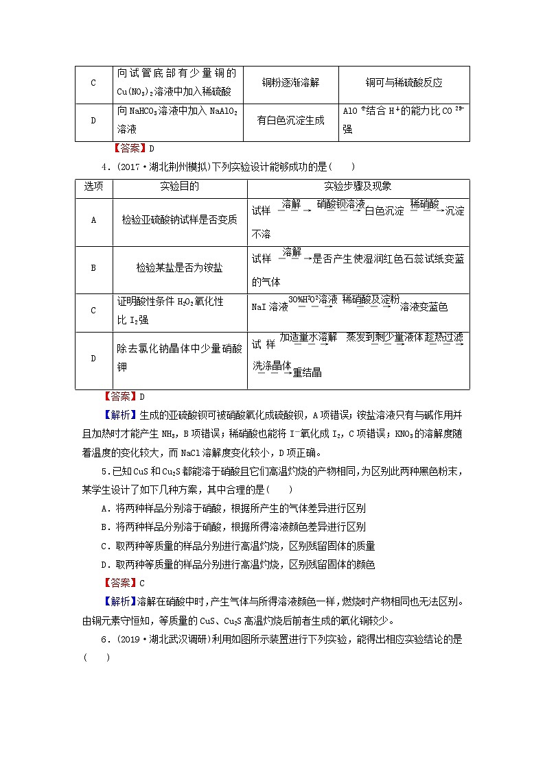 2020高考化学一轮复习第十章化学实验基础第4节检测(含解析)第2页