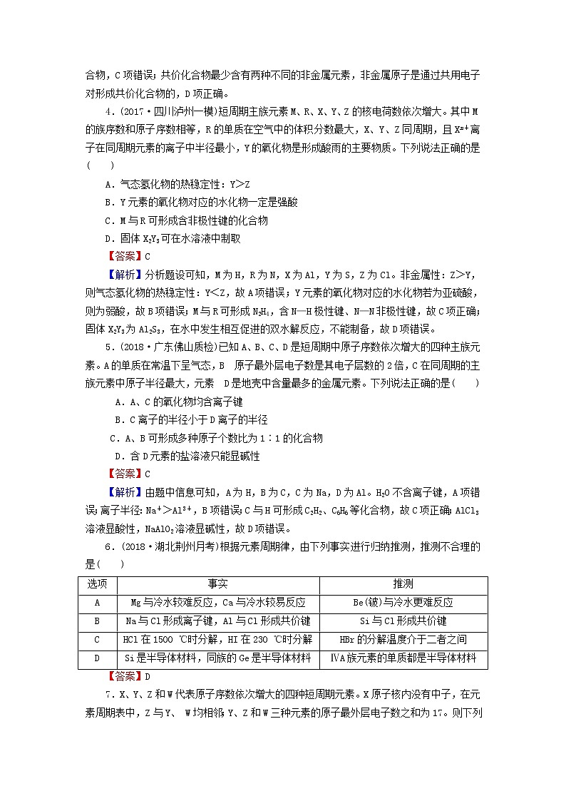 2020高考化学一轮复习第五章物质结构元素周期律第3节检测(含解析)第2页