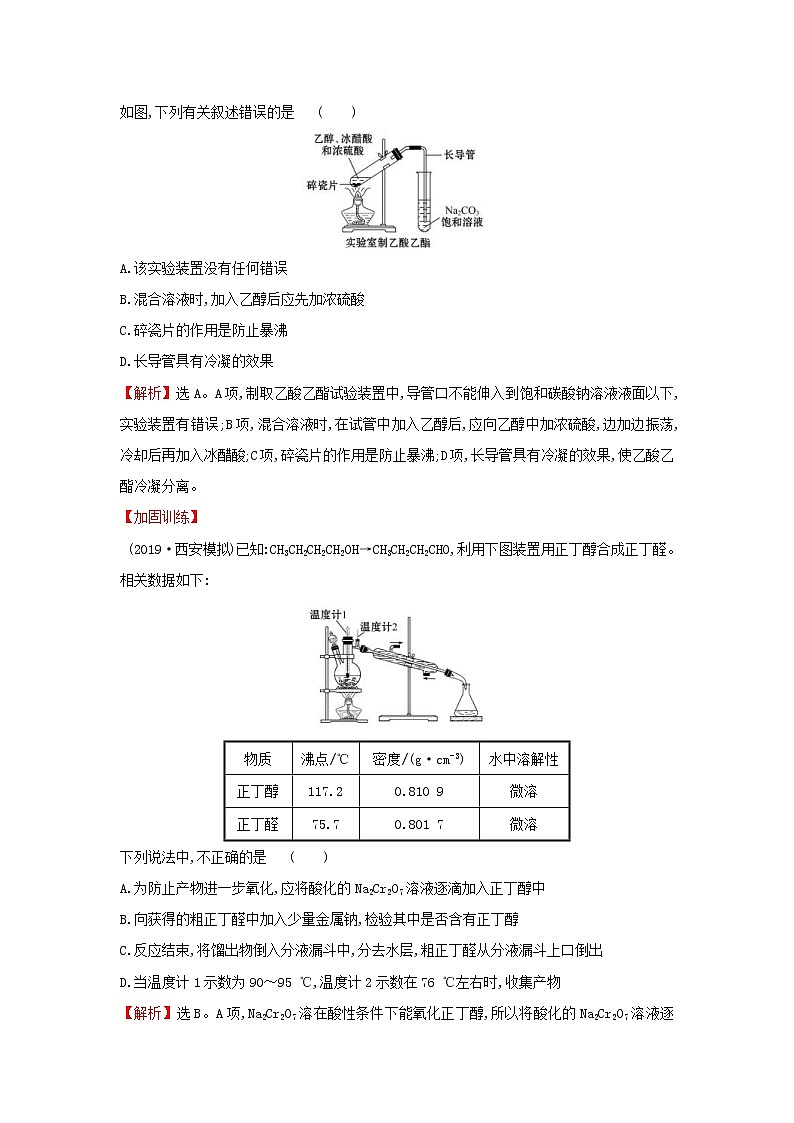 (通用版)高考化学一轮复习课时分层提升练三十四10.5有机实验(含解析)02