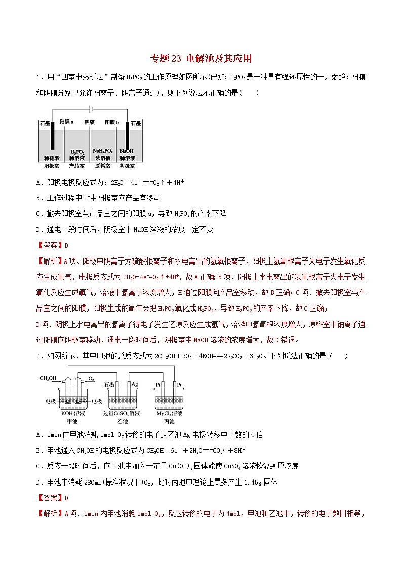 (通用版)高考化学一轮复习一遍过专题23电解池及其应用(含解析)01