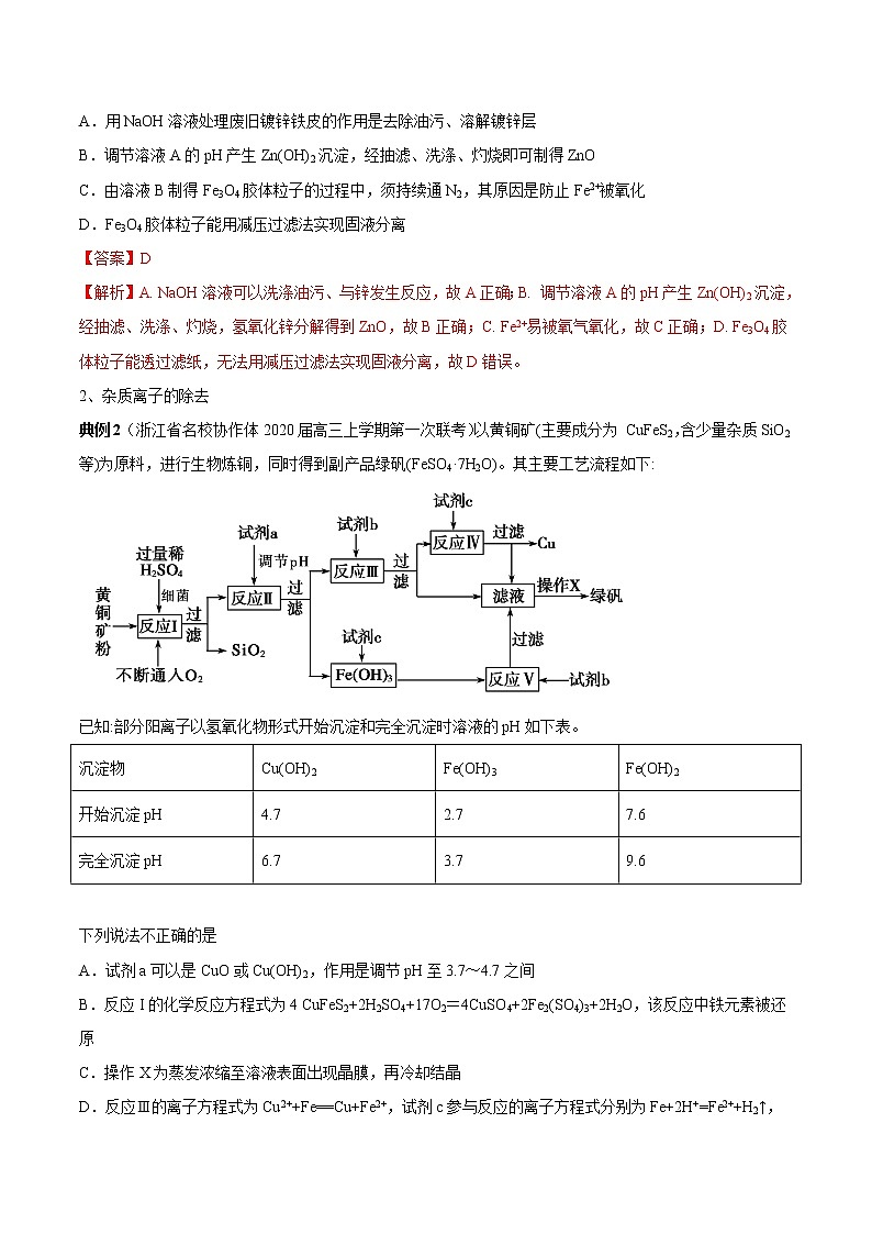 高考化学二轮复习考点剖析考点14 化工流程选择题（2份打包，解析版+原卷版，可预览）02