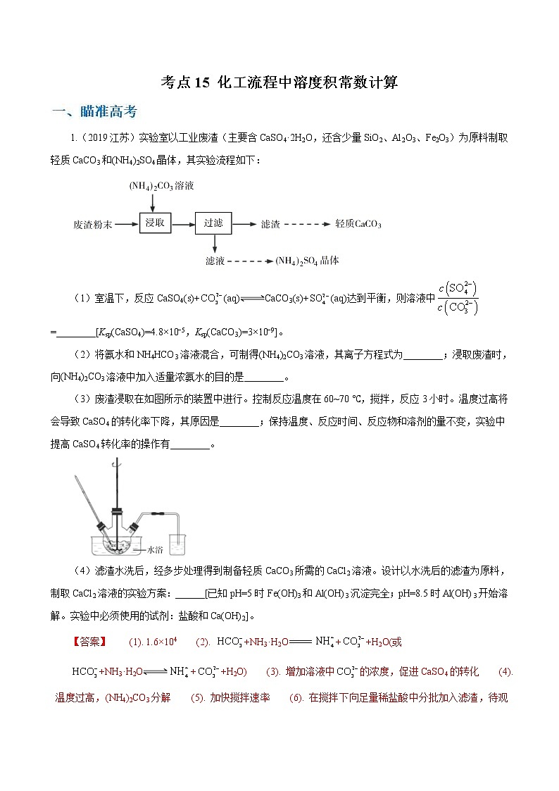高考化学二轮复习考点剖析考点15 化工流程中溶度积常数计算（2份打包，解析版+原卷版，可预览）01