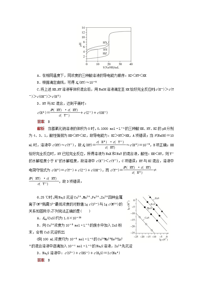 (通用版)高考化学二轮复习专题测试七水溶液中的离子平衡(含解析)第3页