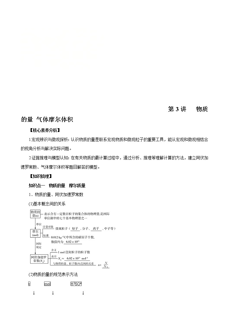 高考化学一轮复习精讲精练第03讲 物质的量 气体摩尔体积（精讲）（原卷版） 第1页
