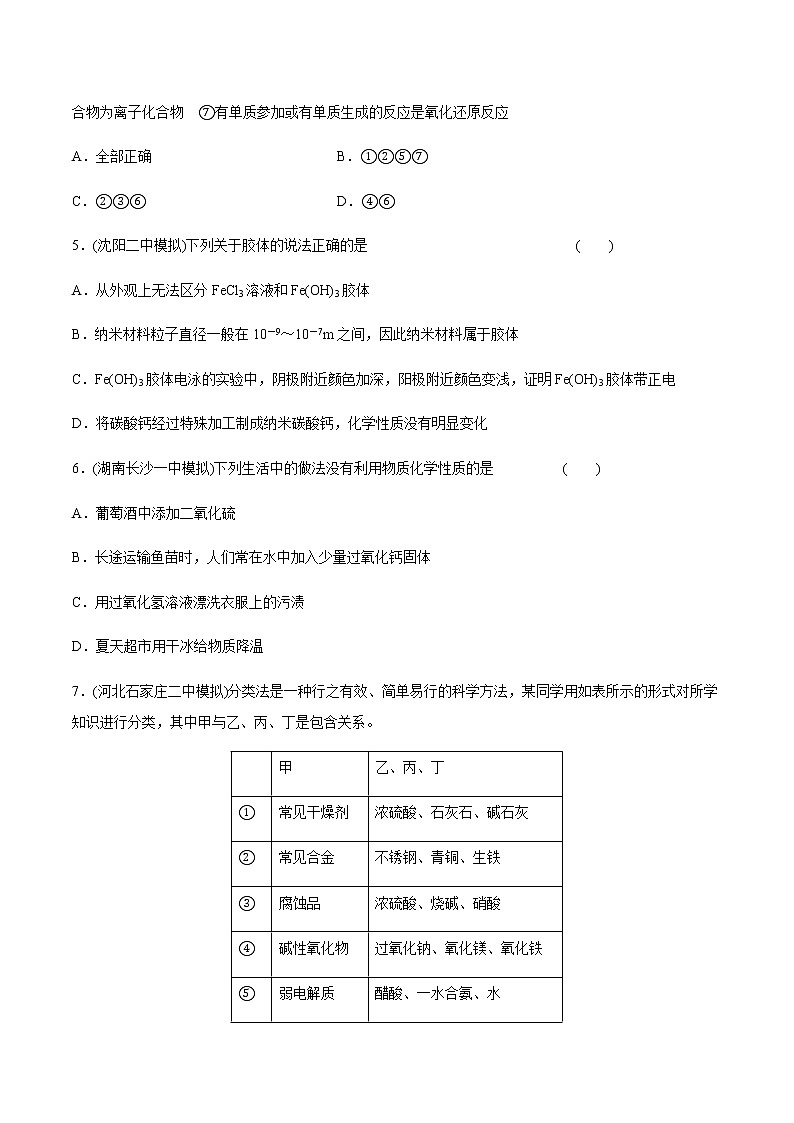 高考化学一轮复习精讲精练第05讲 物质的组成、性质和分类（精练）（2份打包，解析版+原卷版，可预览）02