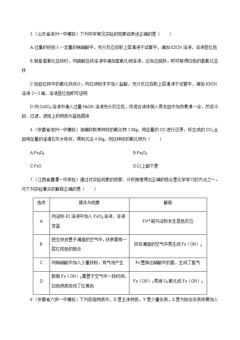 高考化学一轮复习精讲精练第11讲 铁及其重要化合物（精练）（原卷版） 第2页