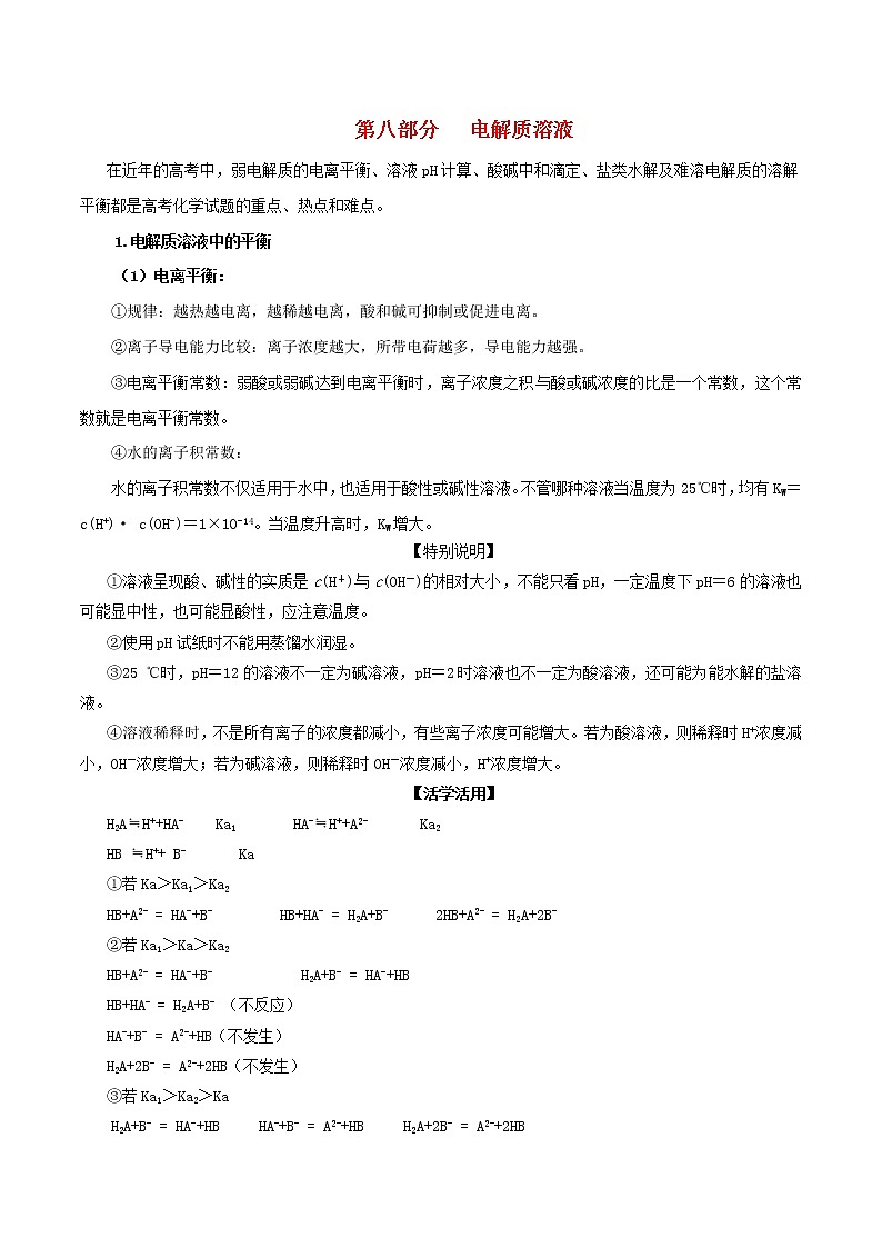高考化学三轮冲刺复习专题08电解质溶液(含解析)第1页