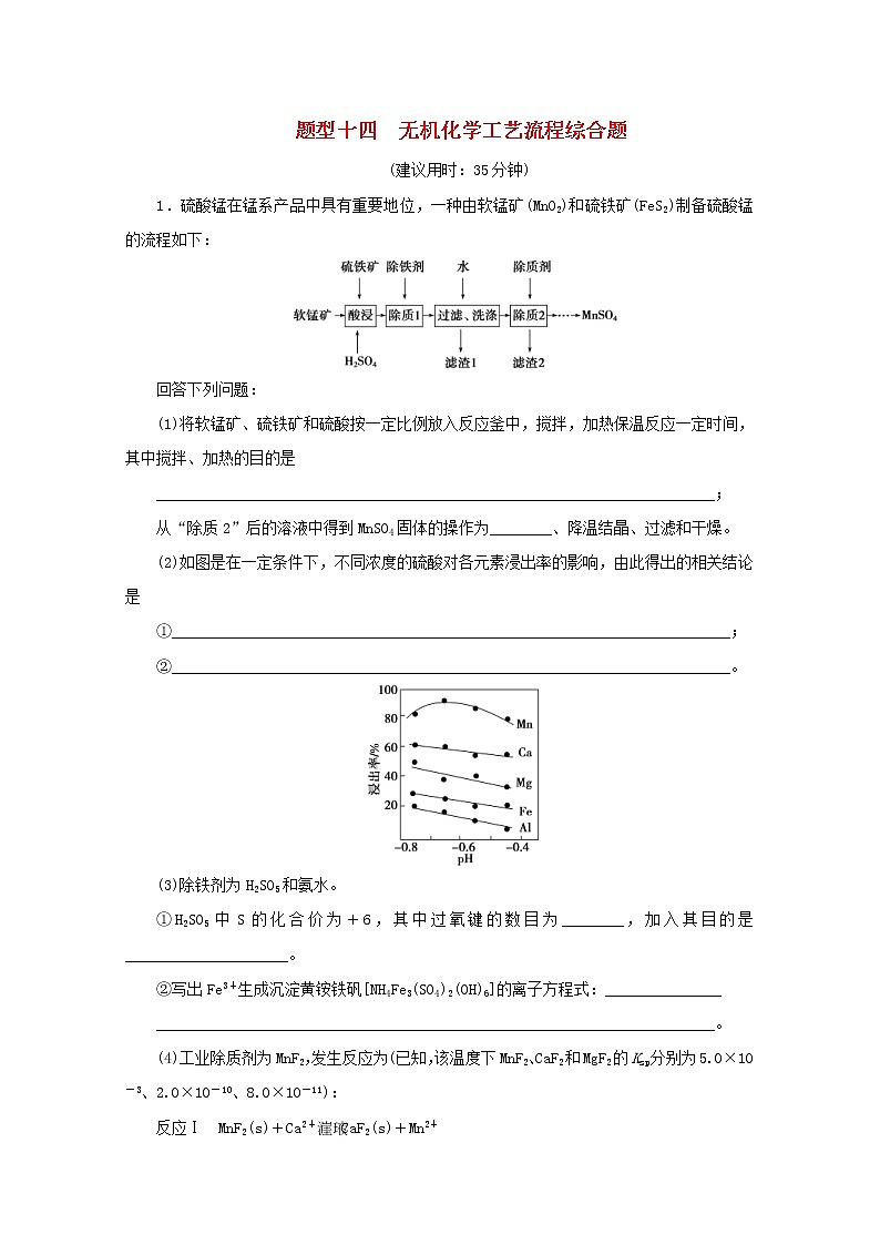 高考化学三轮复习题型精准练题型十四无机化学工艺流程综合题(含解析)第1页