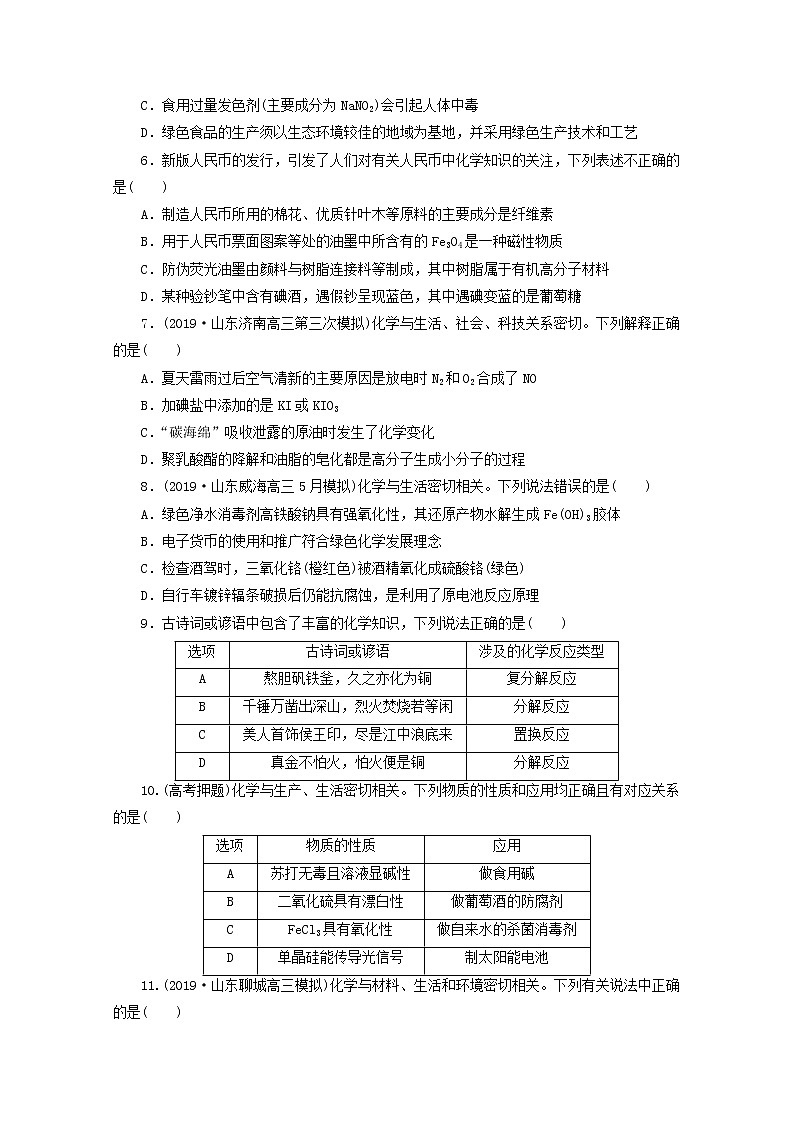 新高考化学三轮复习选择题精准练一化学与STSE传统文化(含解析)第2页