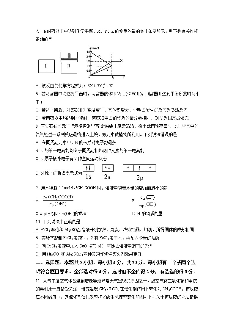 山东省潍坊市（高密一中、高密三中、高密四中）2021-2022学年高二12月月考化学试题第3页
