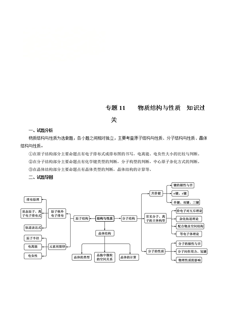高考化学二轮复习突破题专题11物质结构与性质（知识过关）（原卷版）第1页
